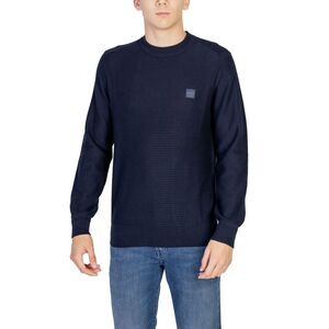 Boss Knit Sweater PatchPocket Crew Neck Men blue Sweaters & Knitwear